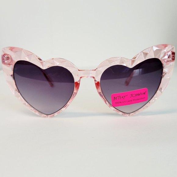 Betsey Johnson Accessories - Betsey Johnson True to Heart Womens Faceted Pink Heart Frame Sunglasses NWOT